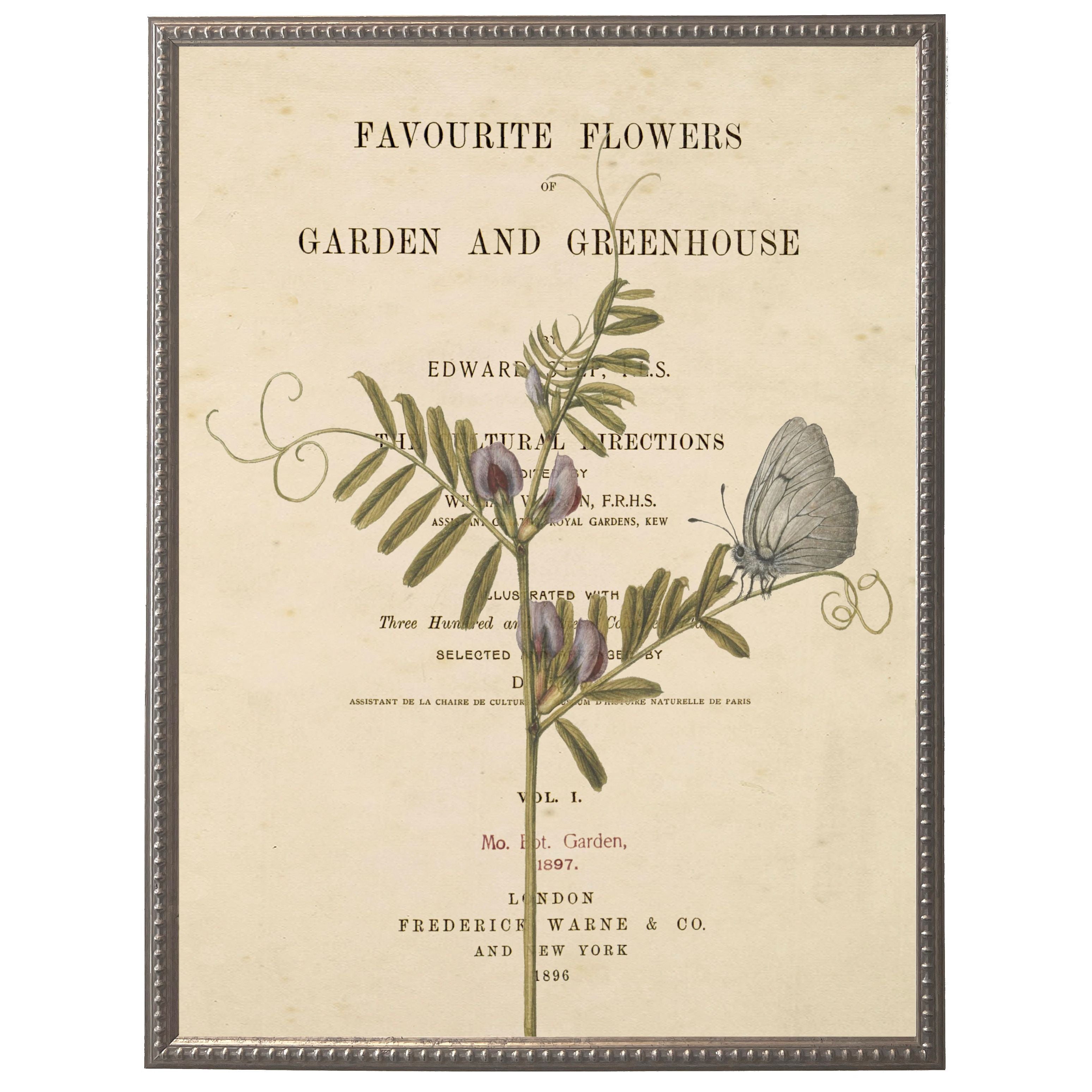 Vintage Floral & Butterfly Print | 16" x 20"