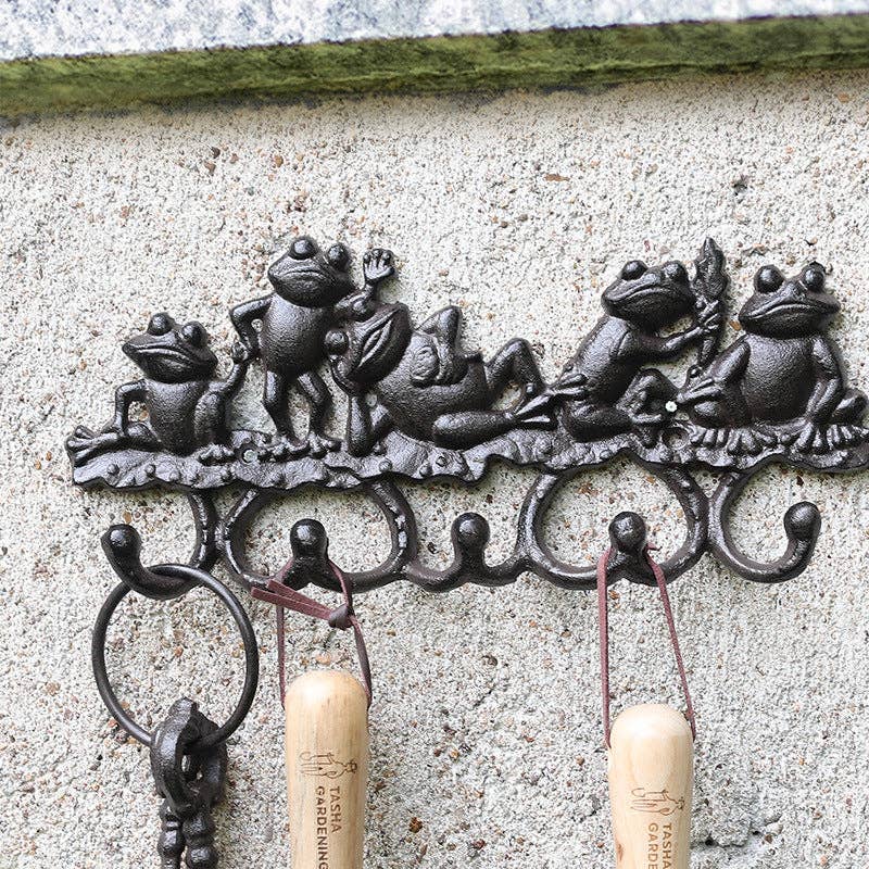 Cast Iron Frog Family Wall Hook Rack