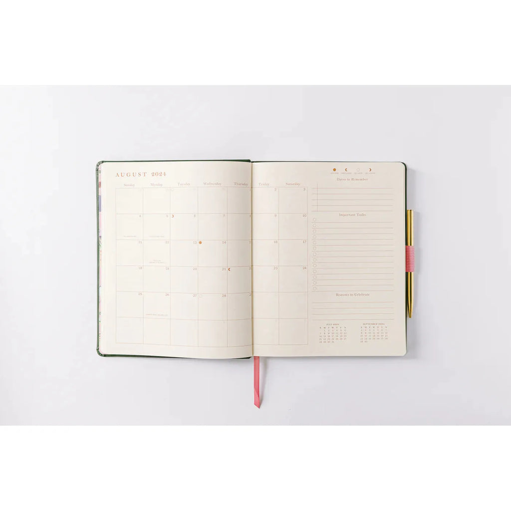 2025 Banner Agenda 17-Month Weekly Vegan Leather Bound Planner | Forest Green