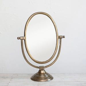 Oval Framed Mirror | Antique Brass Finish