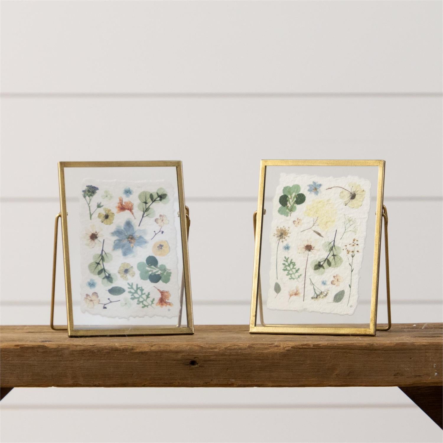 Pressed Flower Print w/Gold Frame