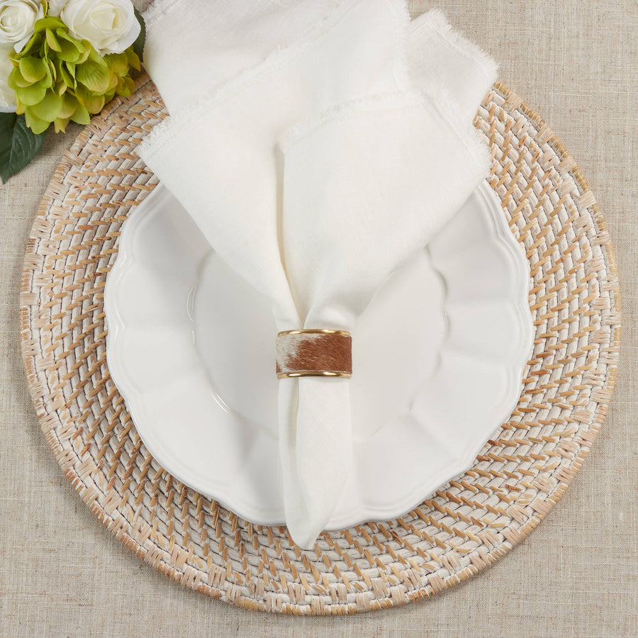 Cow Hide Napkin Ring | Brown