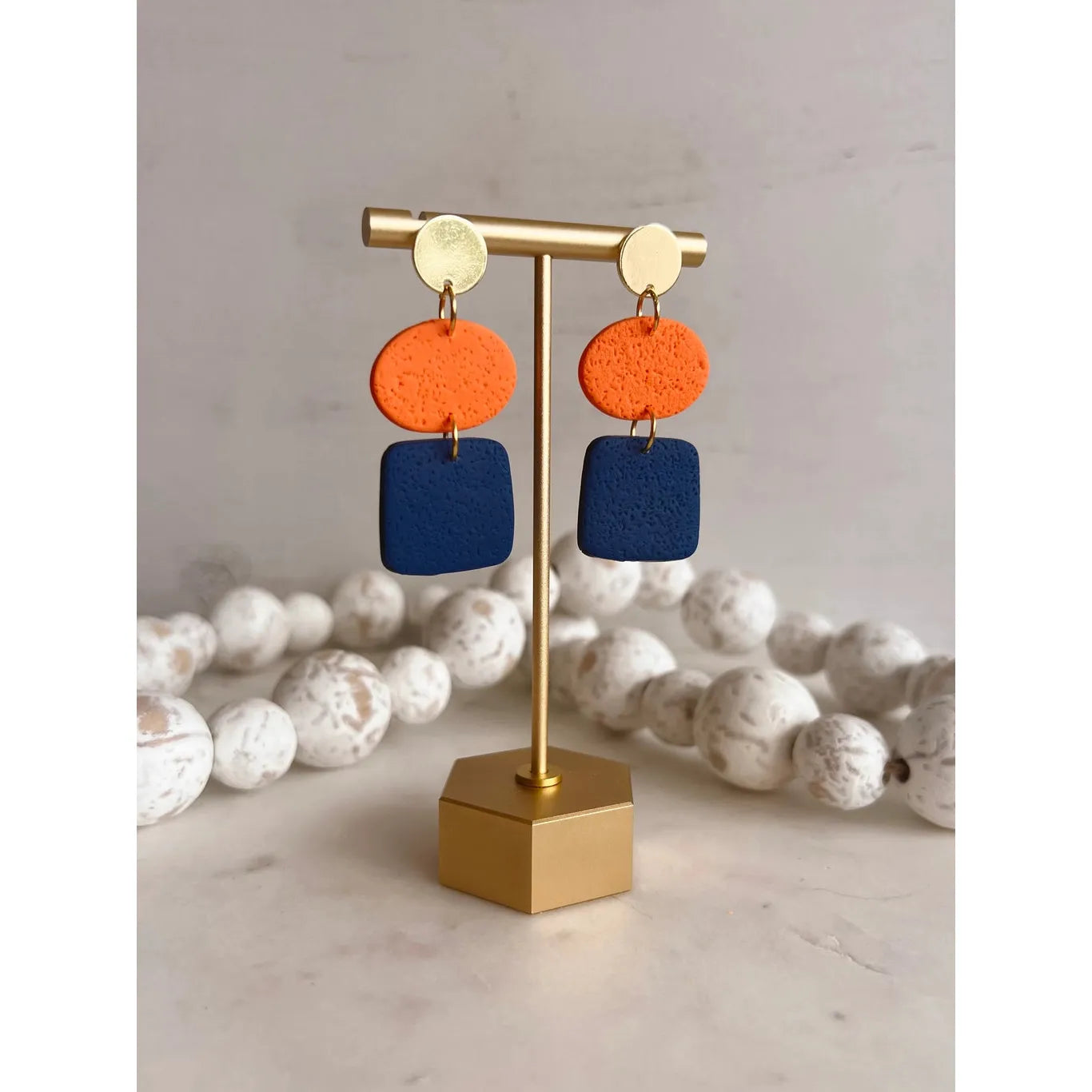 Orange + Navy Game Day Earrings