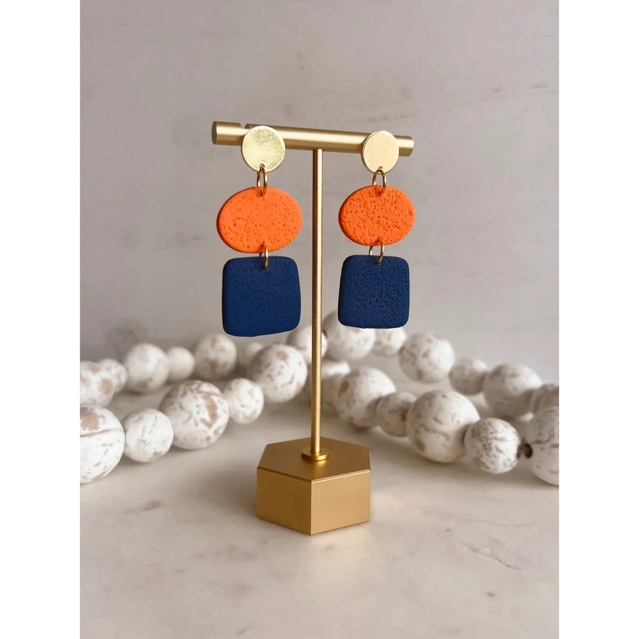 Orange + Navy Game Day Earrings
