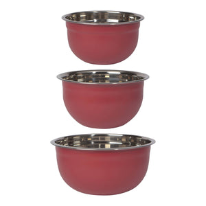 S/3 Steel Mixing Bowls | Matte Carmine Red