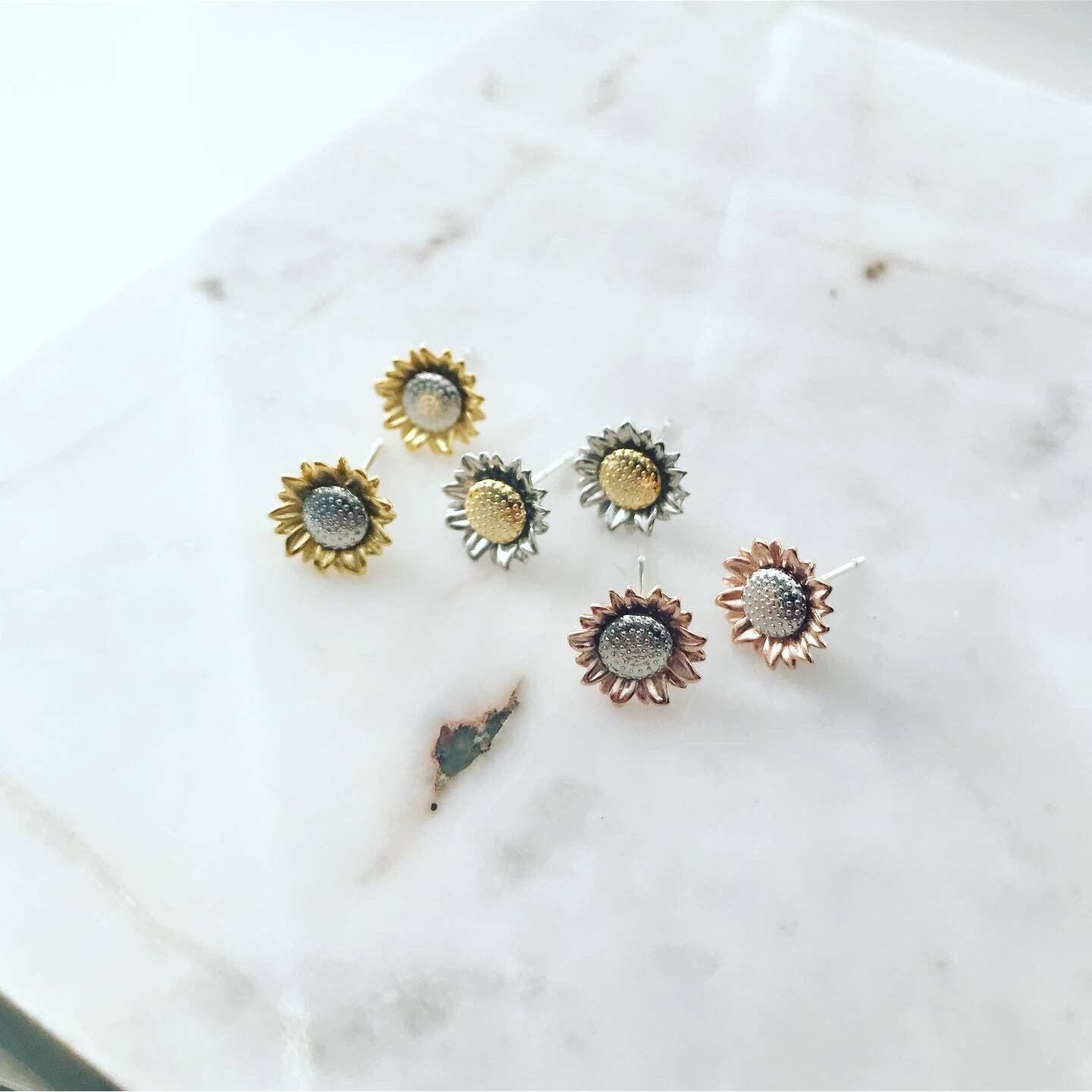 Sunflower Earrings | Silver