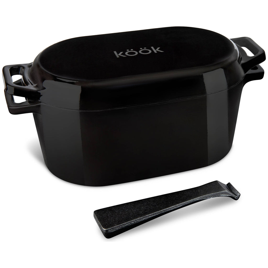 Black Enameled Cast Iron Dutch Oven w/Lid | 3.4 Qt