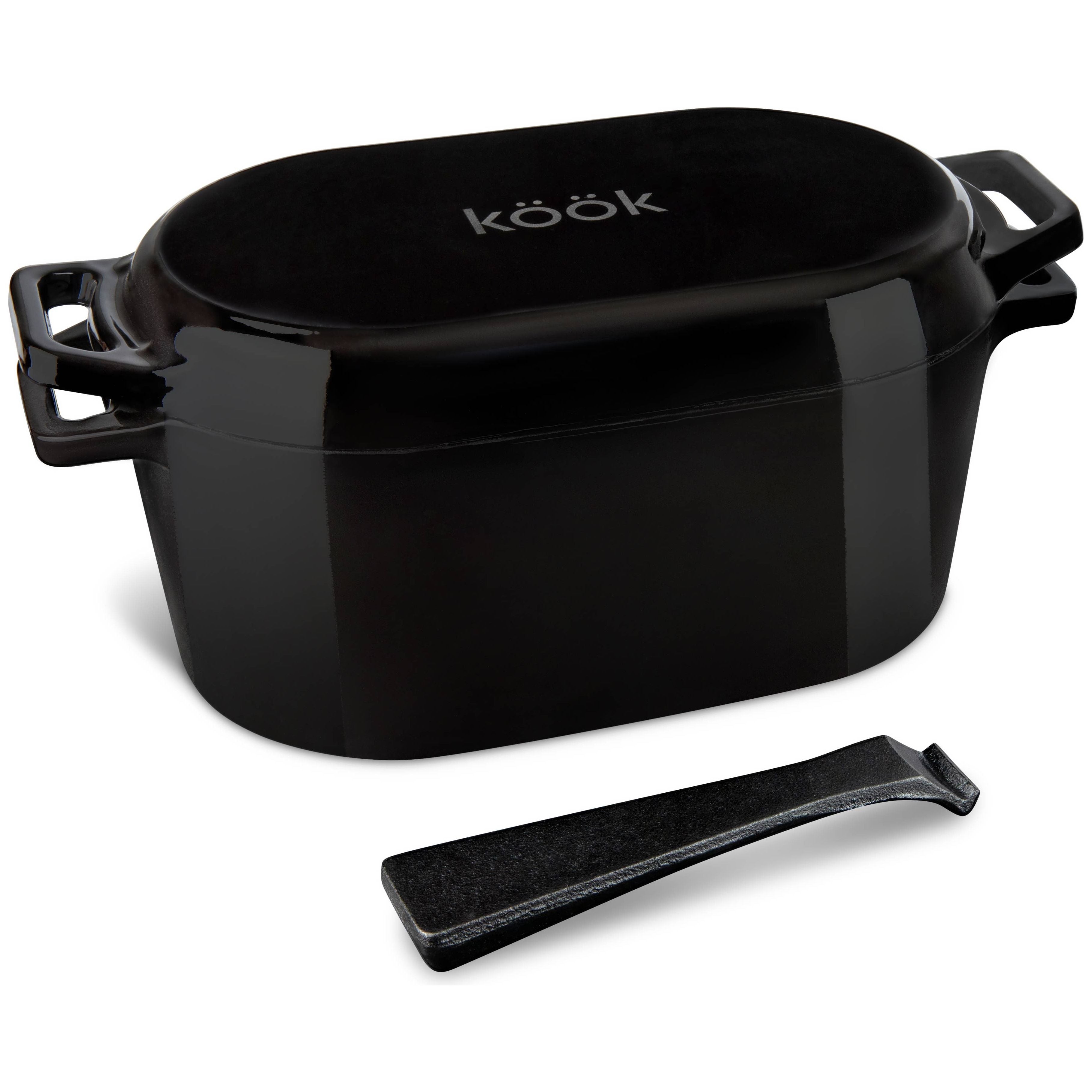 Black Enameled Cast Iron Dutch Oven w/Lid | 3.4 Qt