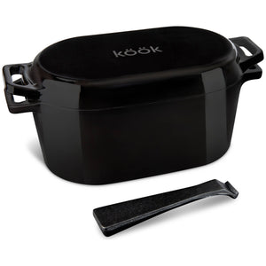 Black Enameled Cast Iron Dutch Oven w/Lid | 3.4 Qt