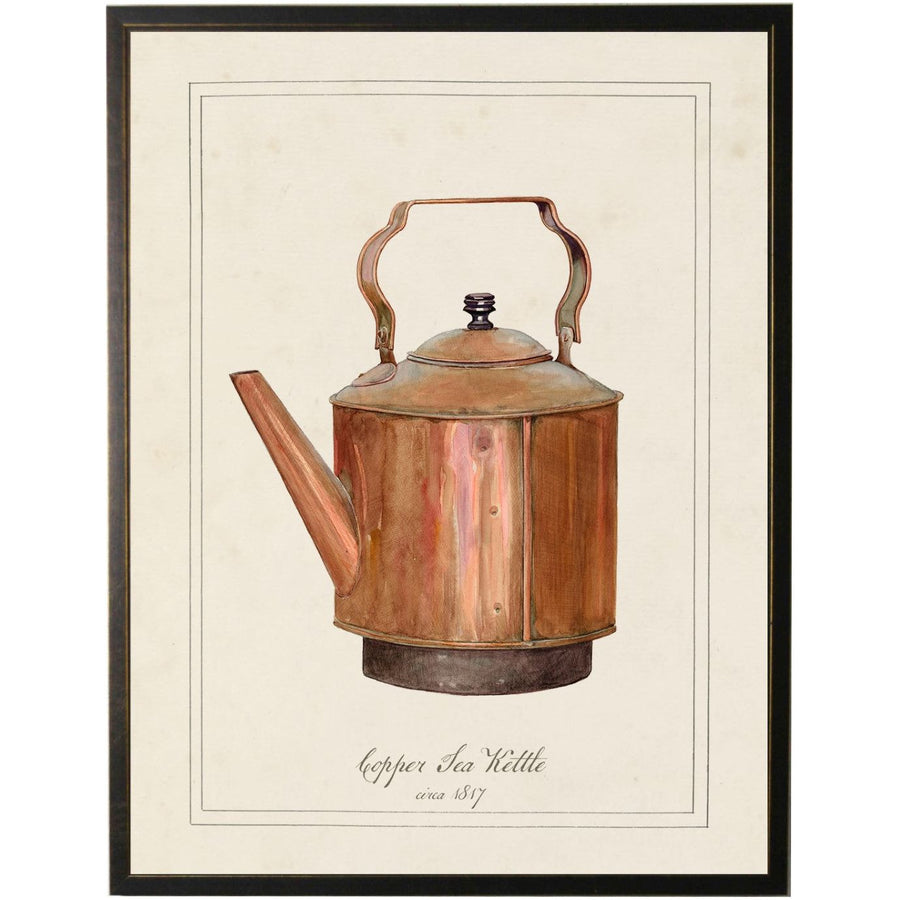 Watercolor Copper Tea Kettle Painting Custom Framed Art