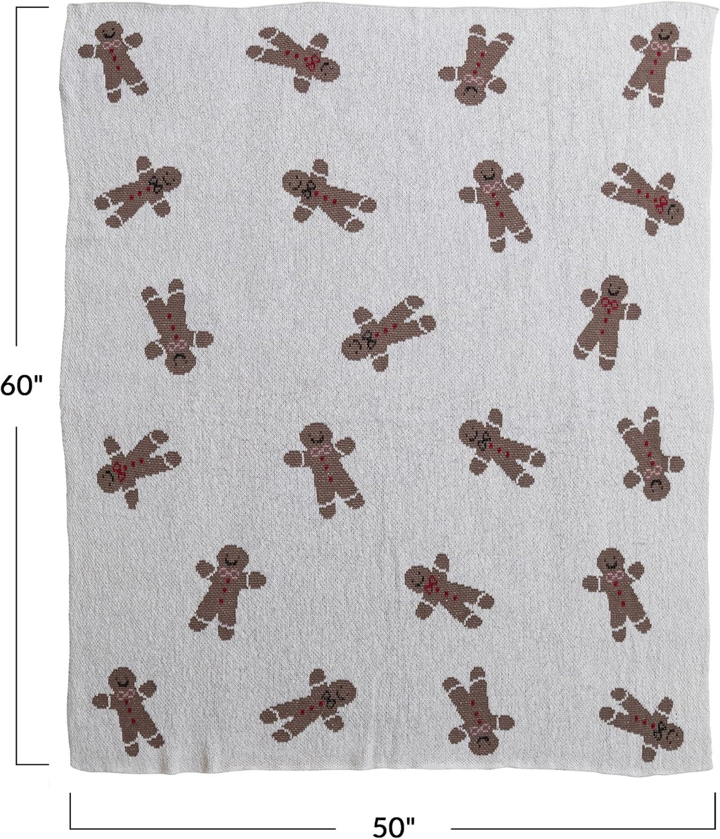 Gingerbread Cookie Knit Throw