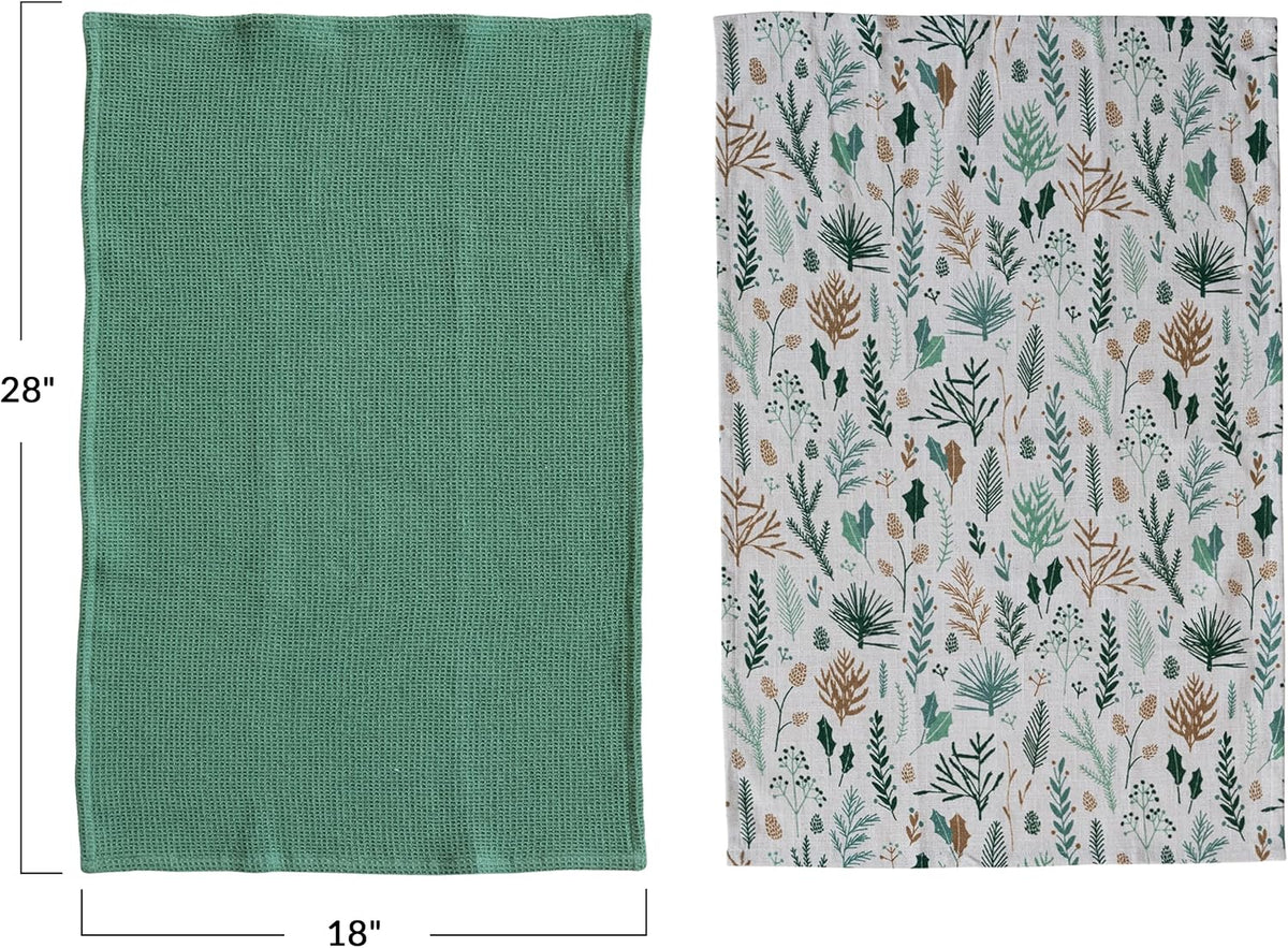 S/2 Botanical Christmas Towels