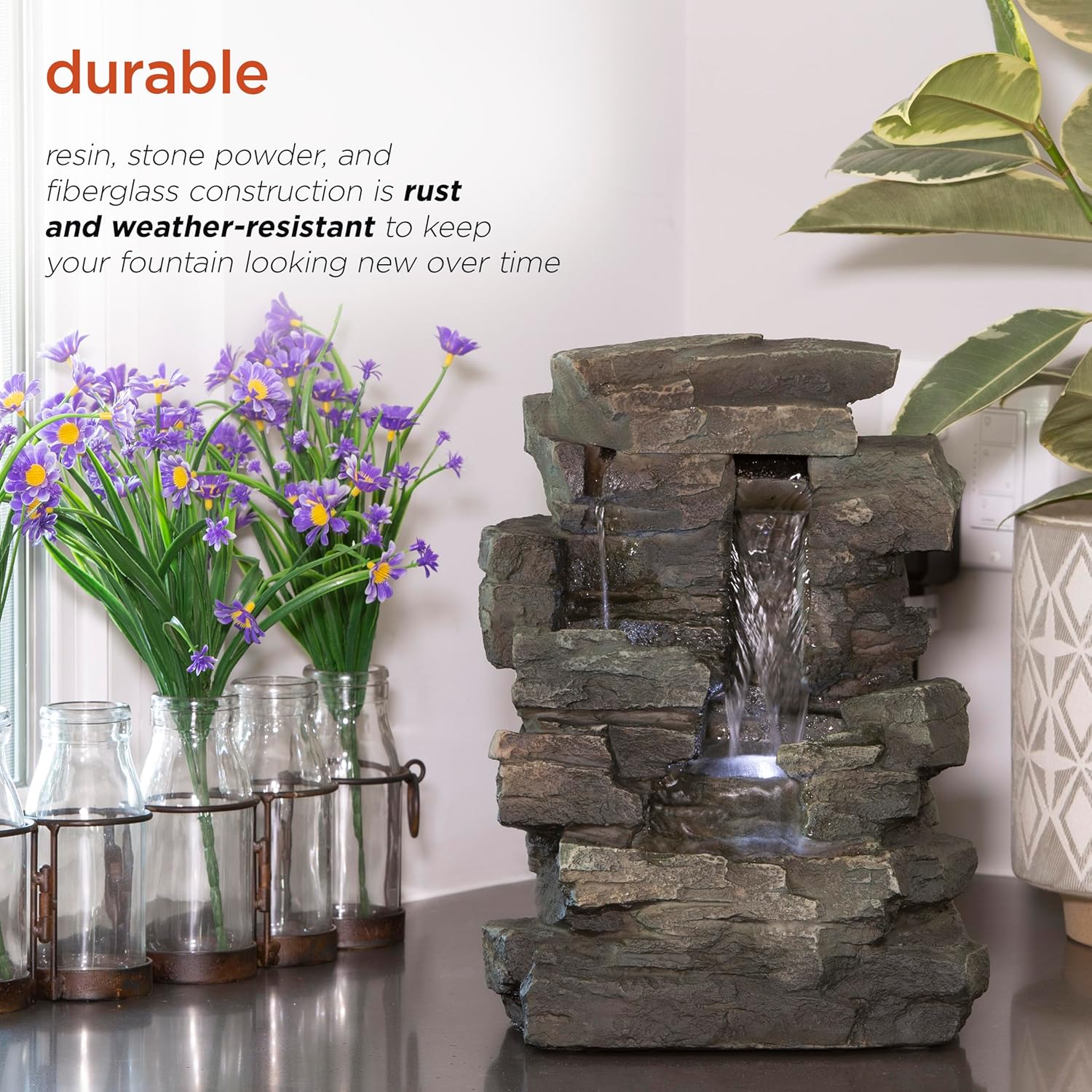 Cascading Tabletop Fountain w/LED Lights