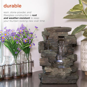 Cascading Tabletop Fountain w/LED Lights