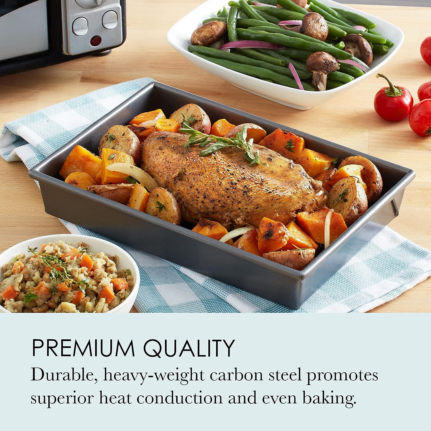 Chicago Metallic Gray Petite Roast Pan w/Rack | 10" x 7"