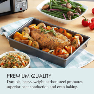 Chicago Metallic Gray Petite Roast Pan w/Rack | 10" x 7"