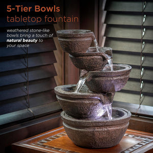 Tiering Bowls Tabletop Fountain wLED Lights