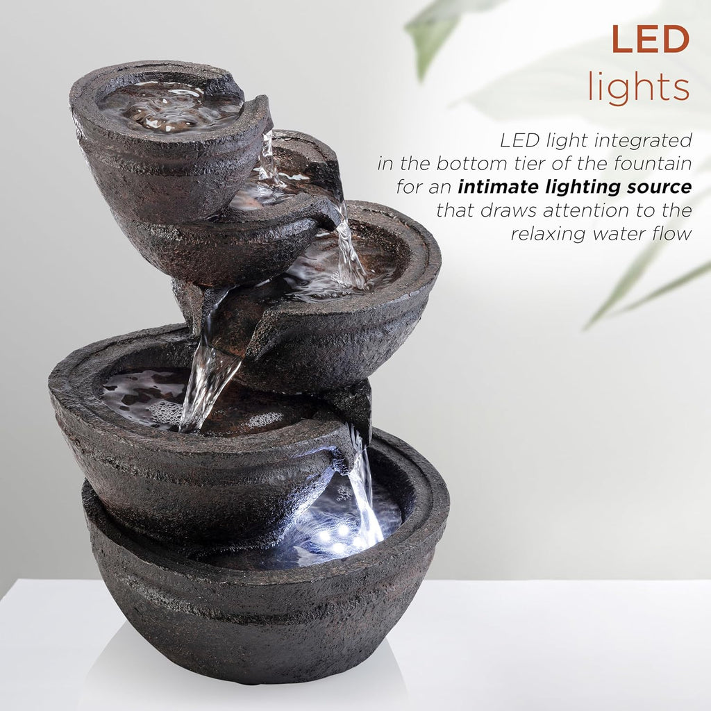 Tiering Bowls Tabletop Fountain wLED Lights