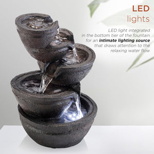 Tiering Bowls Tabletop Fountain wLED Lights