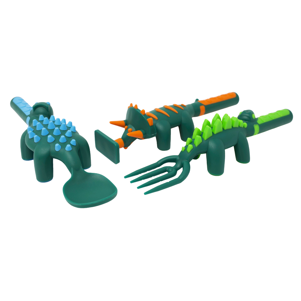 Constructive Eating - Set of 3 Dino Utensils: Green