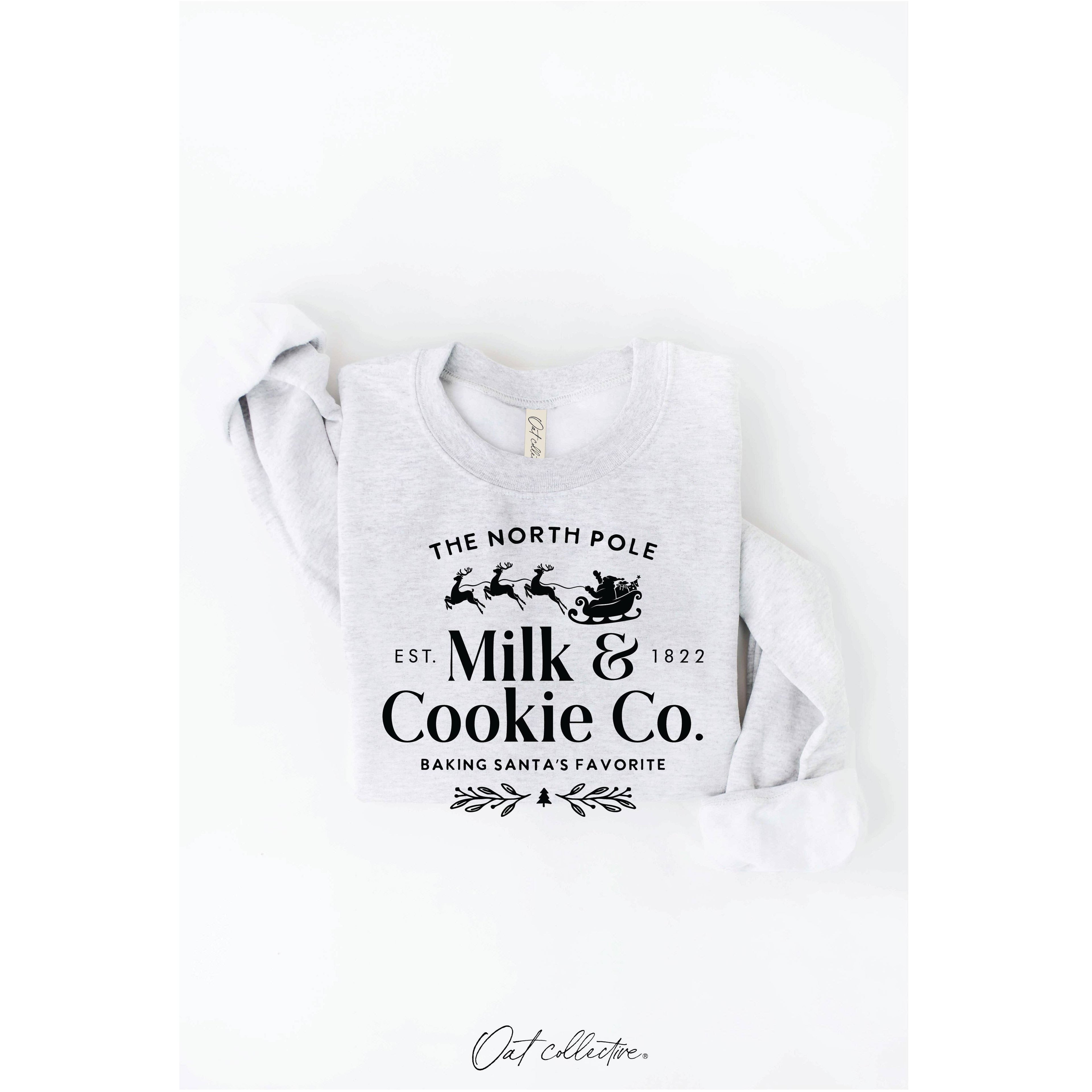 The North Pole Milk & Cookie Graphic Sweatshirt | Heather Green