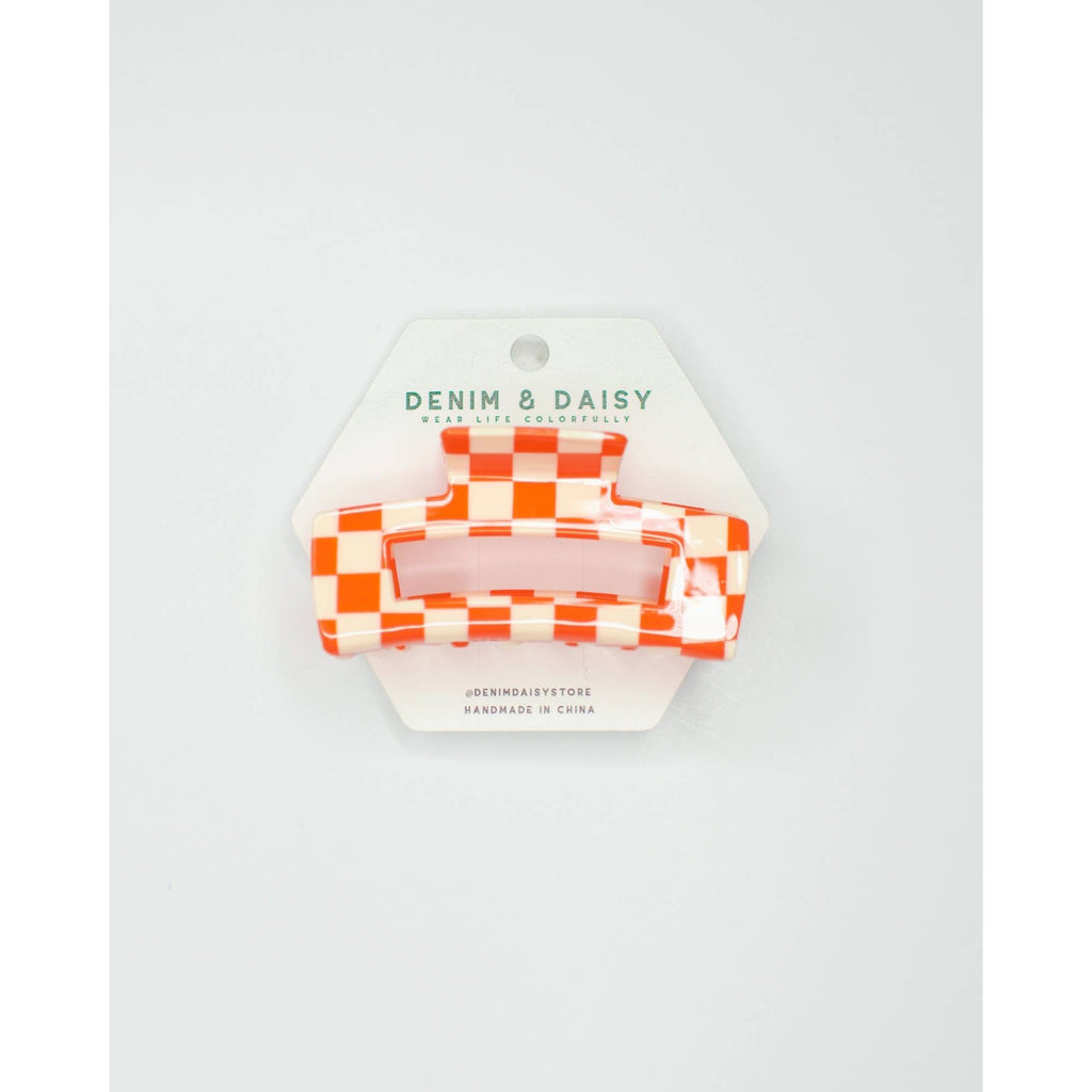 Checker Hair Claw | Orange