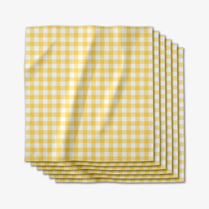 Geometry - Lemon Gingham Dinner Napkin Set