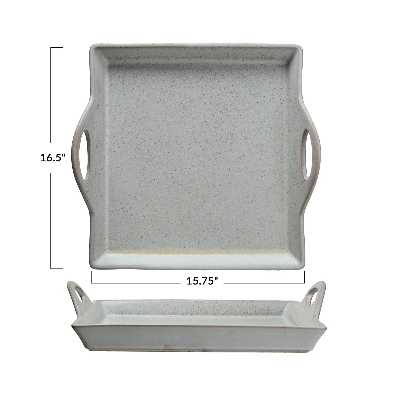 Stoneware Tray w/Handles |Antique White