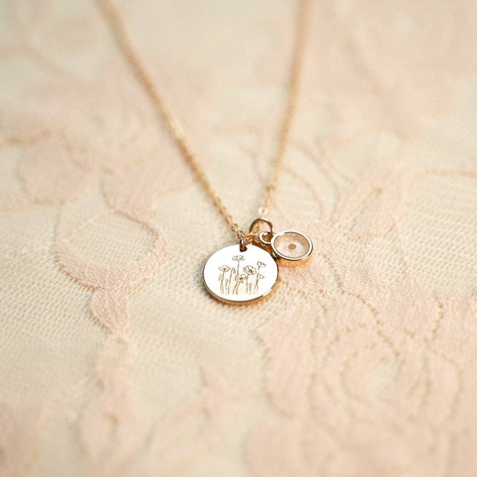 Poppy Necklace w/Mustard Seed: Poppy