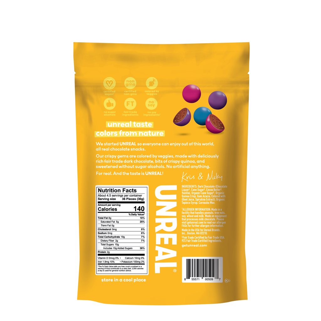 UNREAL - Dark Chocolate Crispy Quinoa Gems - 6 Bag Case