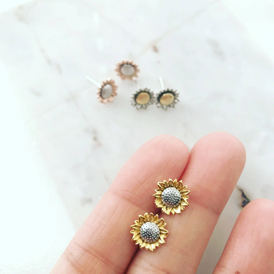 Sunflower Earrings | Silver