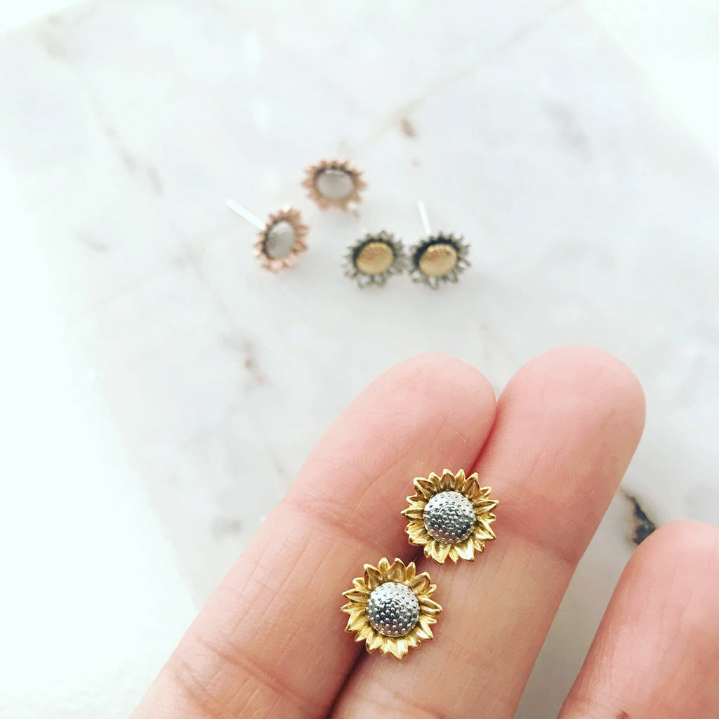 Sunflower Earrings | Gold