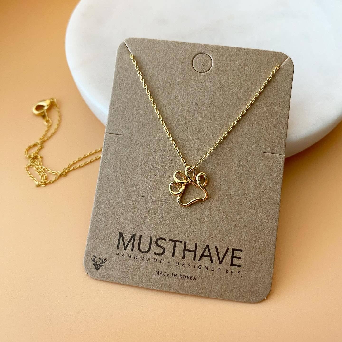 Paw Print Wire Necklace | Gold