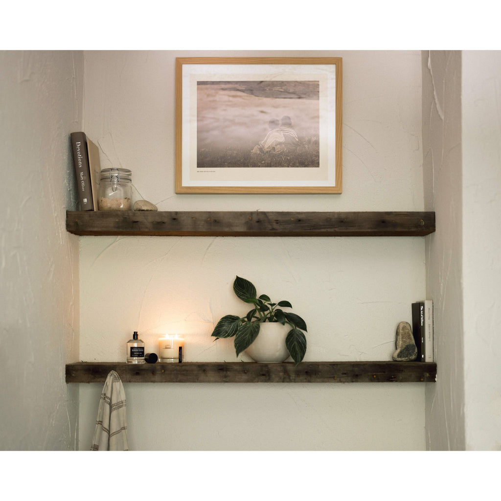 Leather + Pine Rocks Glass Candle