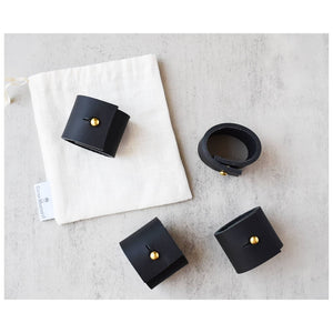 S/4 Leather Napkin Rings | Black