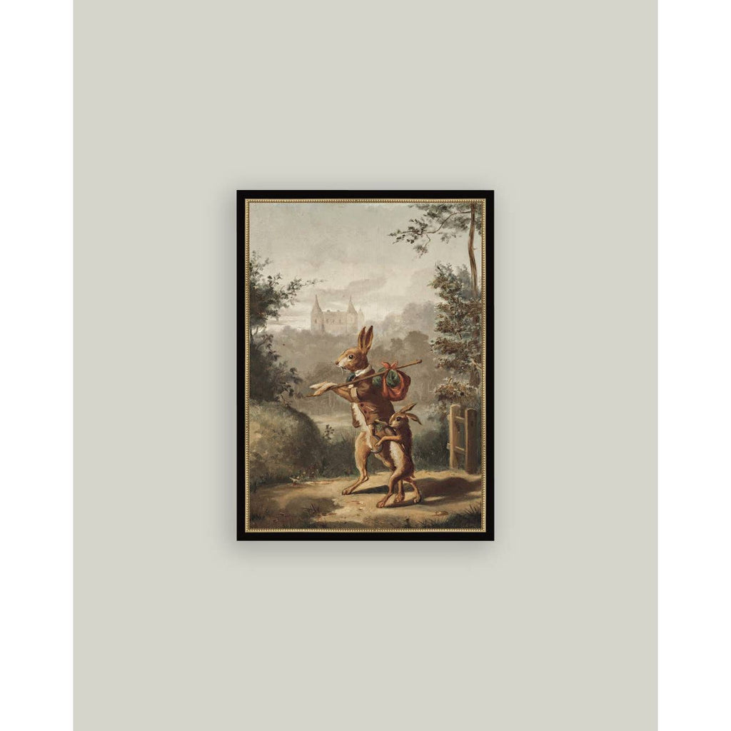 Framed Antique Art | Traveling Rabbit - 4x6