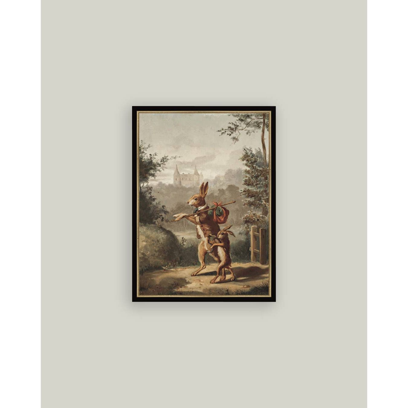 Framed Antique Art | Traveling Rabbit - 4x6