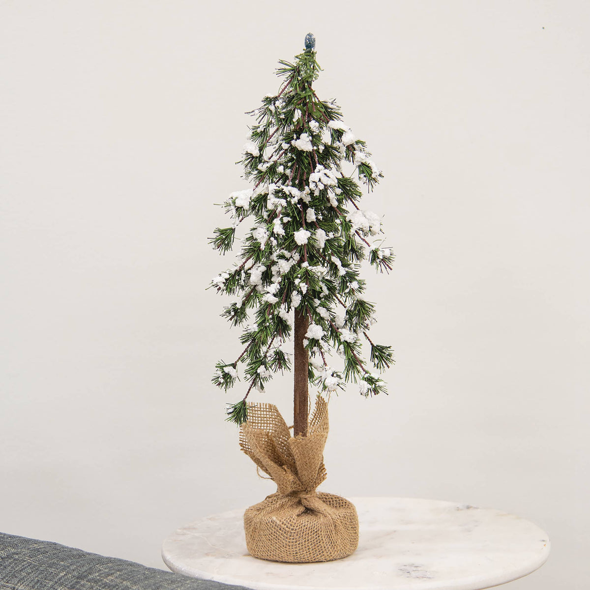 Saybrook Lane - Glistening Snowy Mini Ming Pine Tree w/Burlap Base - 18"