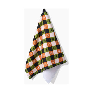 Geometry - Jack-o-Lantern Checker Tea Towel