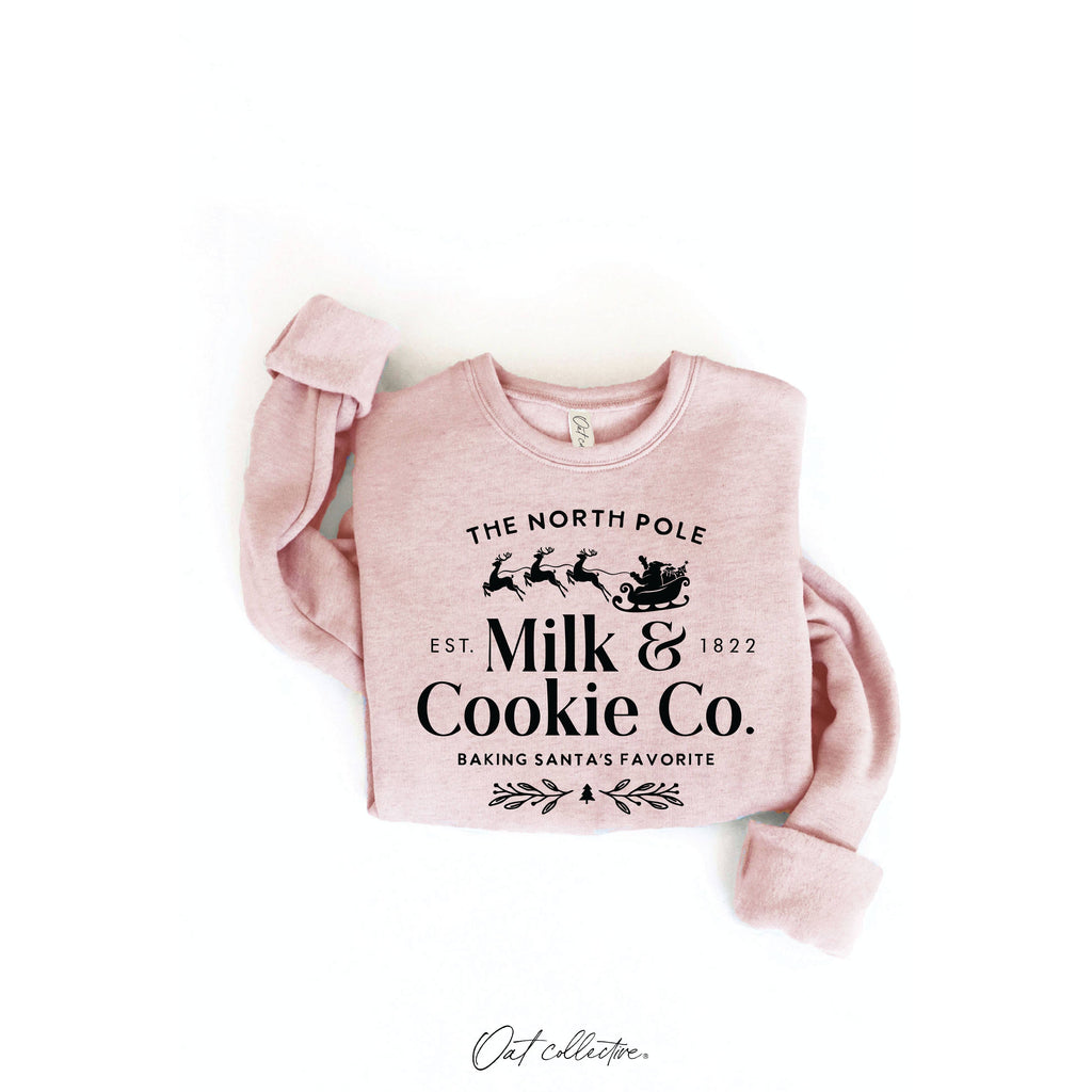 The North Pole Milk & Cookie Graphic Sweatshirt | Heather Green