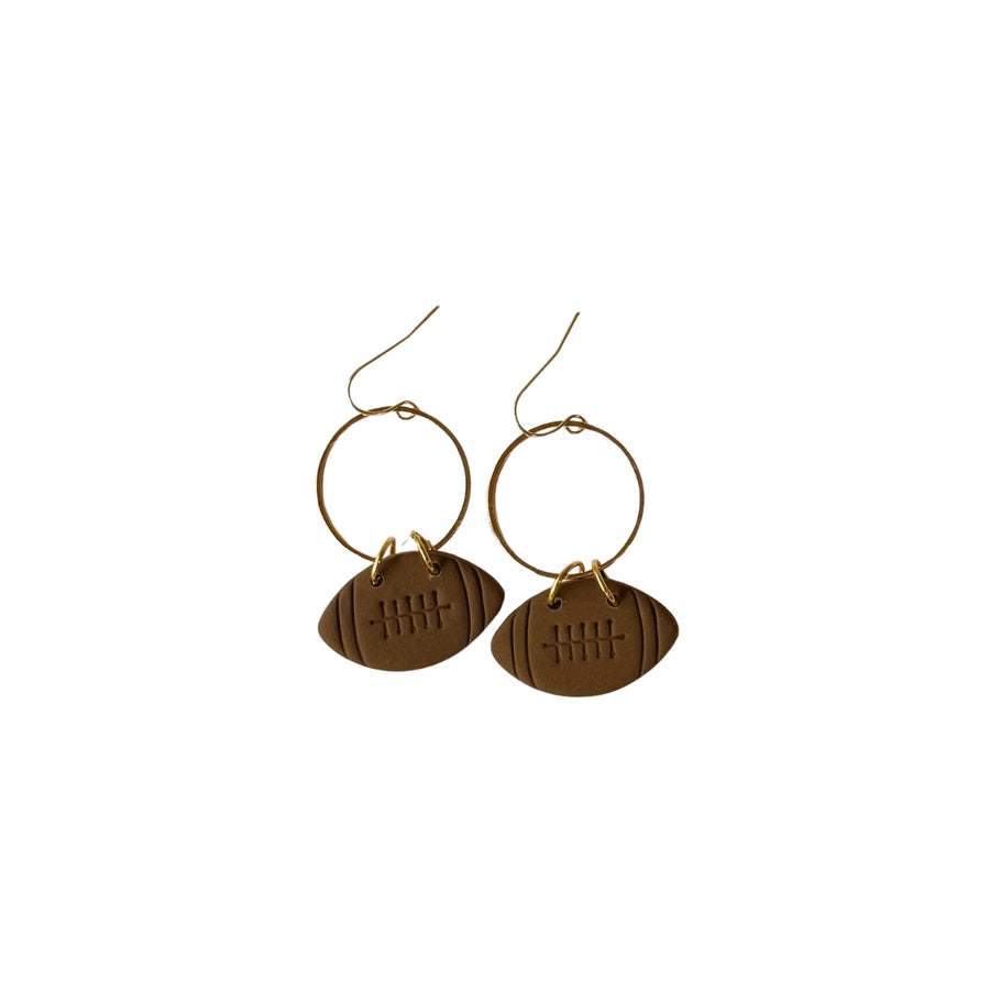 Brown Football Earrings