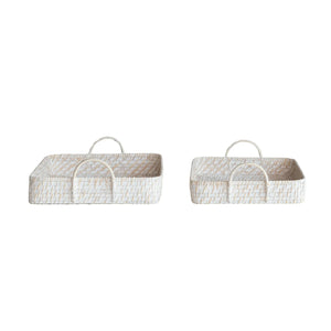 Hand-Woven Bamboo Tray | White