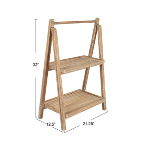 2-Tier Wood Folding Stand | Natural