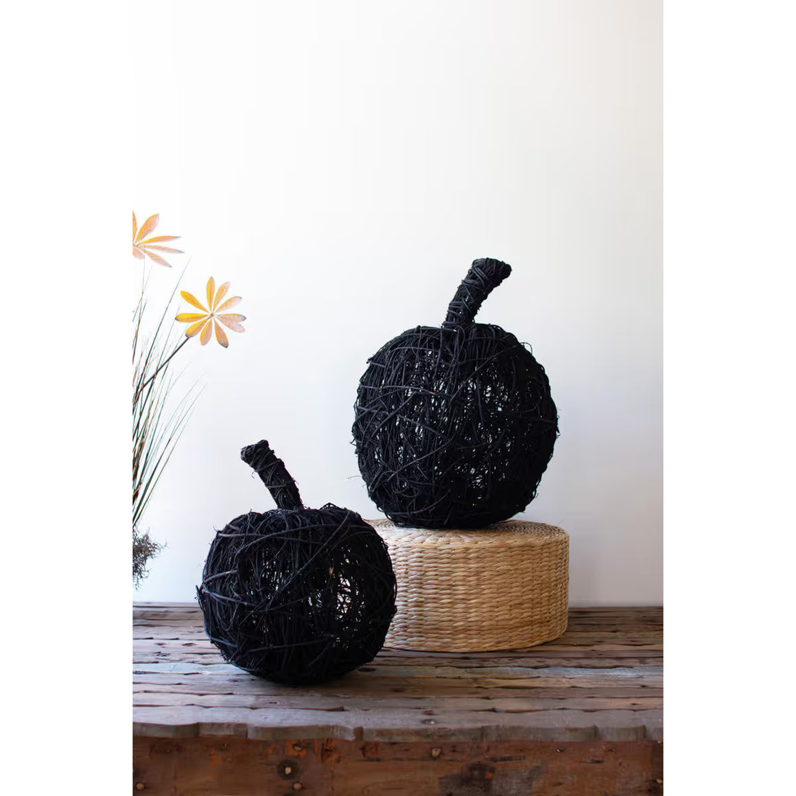 Black Painted Twig Pumpkin