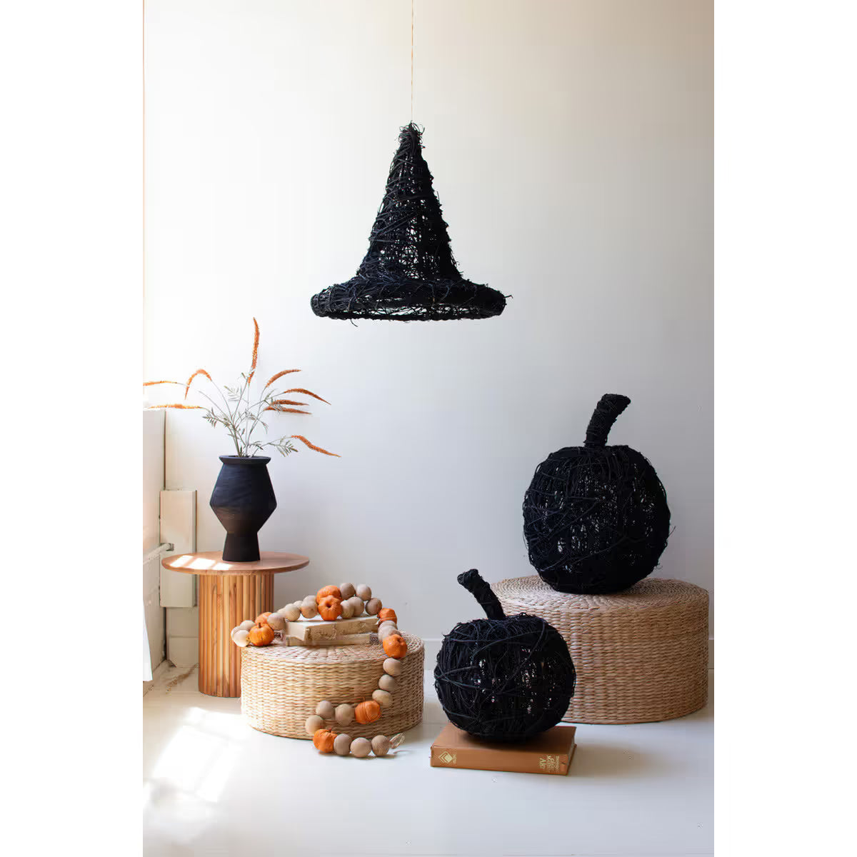 Black Painted Twig Pumpkin