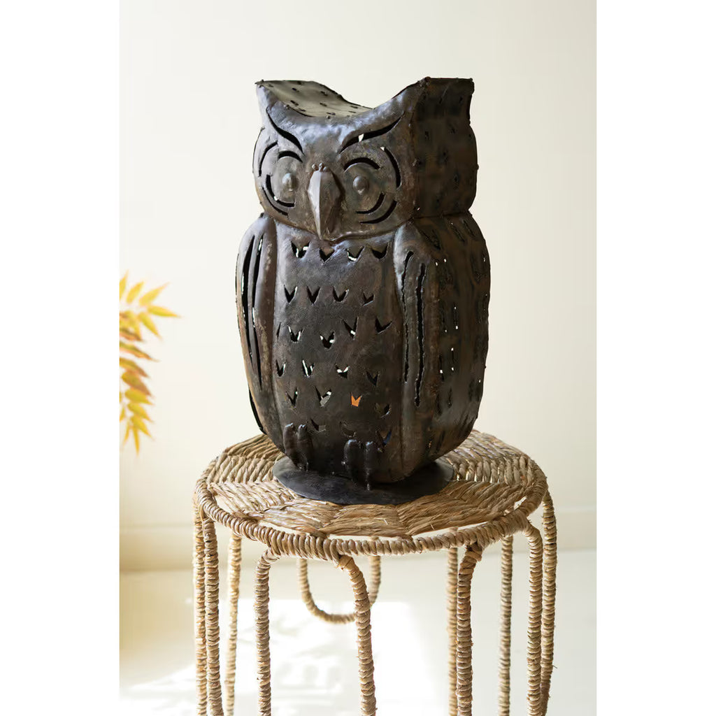 Rustic Iron Owl Luminary