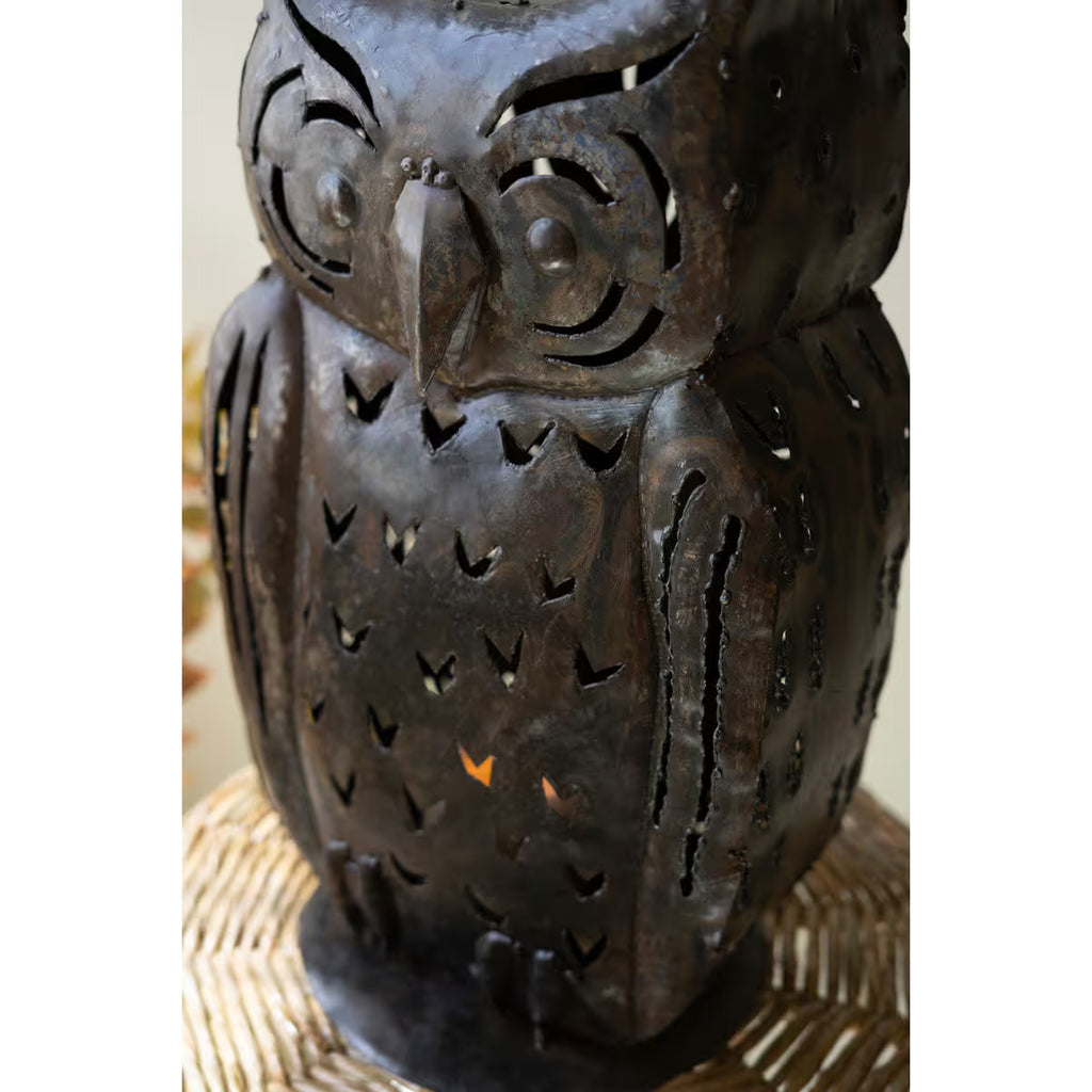 Rustic Iron Owl Luminary