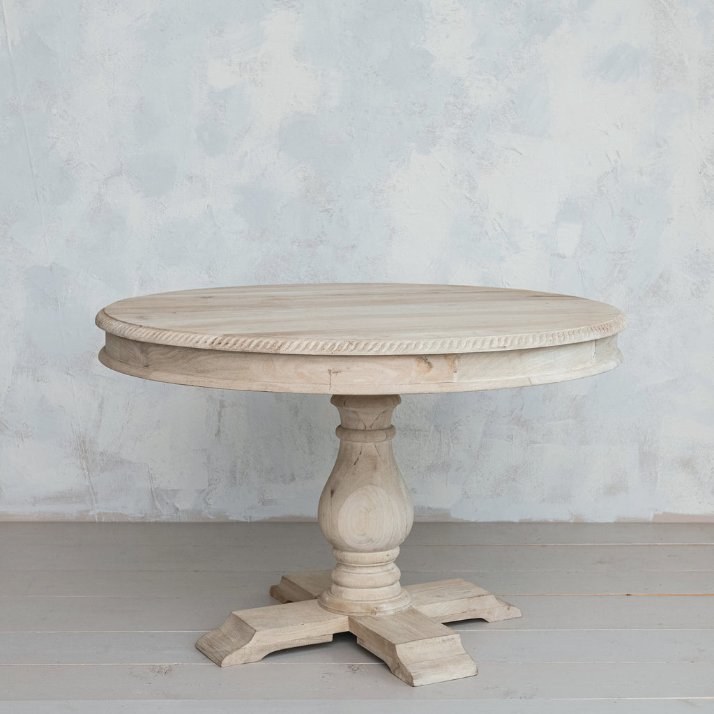 Carved Mango Wood Round Table