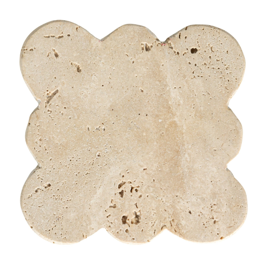 S/4 Travertine Coasters w/ Scalloped Edge