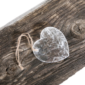 Hanging Selenite Heart on Jute